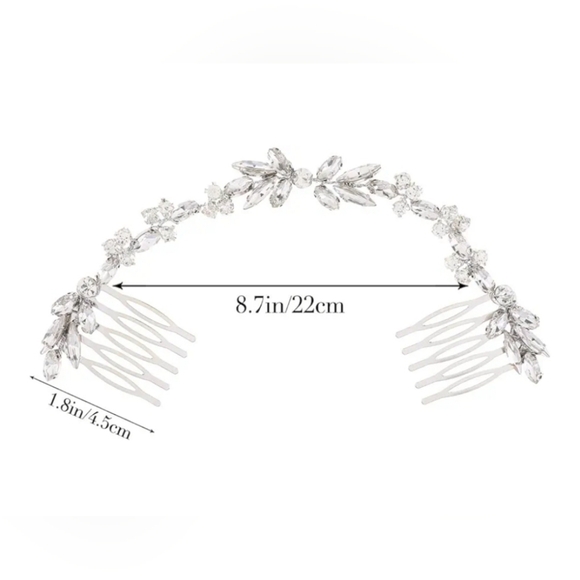 Rhinestone Wedding Bridal Hair Comb Silver - Picture 6 of 6